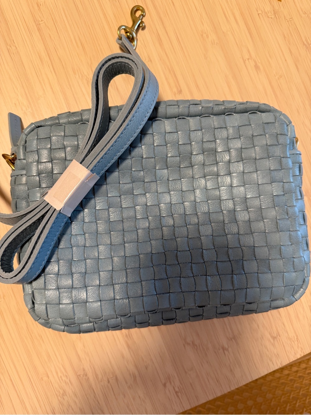 RARE NWT Clare V Midi Sac in Light Blue Leather Bag with Crossbody Strap